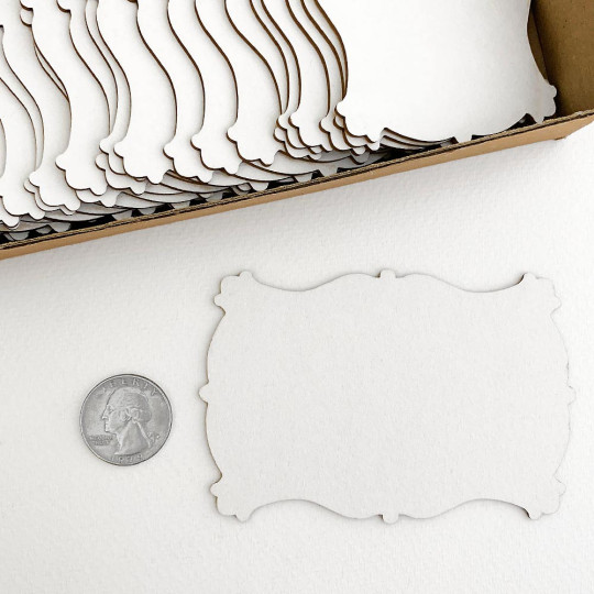 White Paperboard Fancy Rectangle Bases for Crafting ~ Set of 5 ~ 4" long